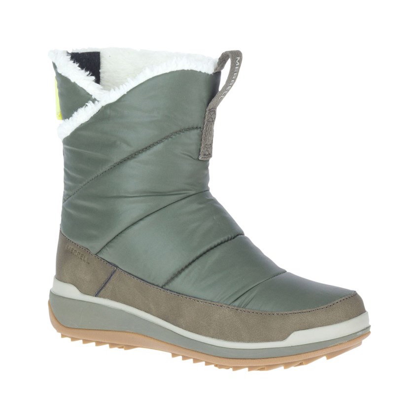 Bottes Merrell Snowcreek Sport Mid Zip Polar Waterproof Vert Olive Femme | K.R.SAQI